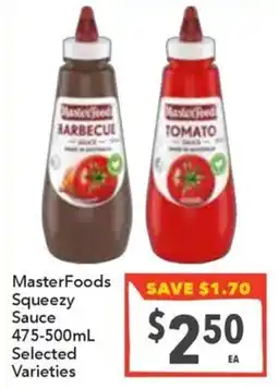 Supa Valu MasterFoods Squeezey Sauce offer