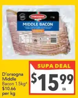 Supa Valu D'orsogna Middle Bacon offer