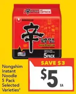 Supa Valu Nongshim Instant Noodle 5 Pack Selected Varieties offer