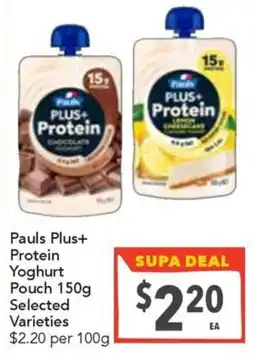 Supa Valu Pauls Plus+ Protein Yoghurt Pouch offer