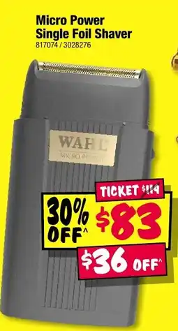 JB Hi-Fi Wahl Micro Power Single Foil Shaver offer