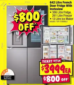 JB Hi-Fi 642 Litre French Door Fridge With Instaview offer