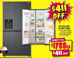 JB Hi-Fi LG 635 Litre Side By Side Fridge offer