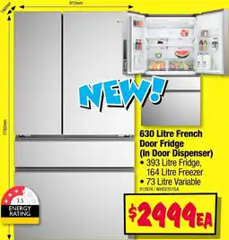JB Hi-Fi 630 Litre French Door Fridge (In Door Dispenser) offer