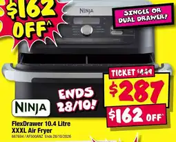 JB Hi-Fi Ninja FlexDrawer 10.4 Litre XXXL Air Fryer offer
