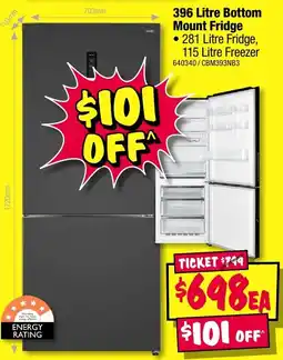 JB Hi-Fi 396 Litre Bottom Mount Fridge offer