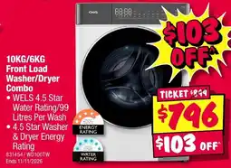 JB Hi-Fi Chiq 10KG/6KG Front Load Washer/Dryer Combo offer