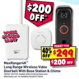 JB Hi-Fi MaxRanger4K Long Range Wireless Video Doorbell With Base Station & Chime offer