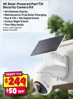 JB Hi-Fi 4K Solar-Powered Pan/Tilt Security Camera Kit offer