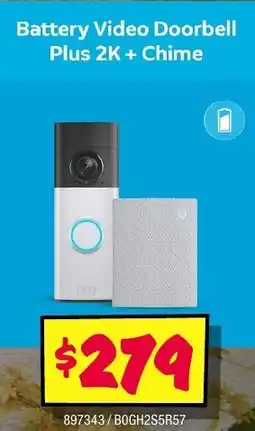 JB Hi-Fi Ring Battery Video Doorbell Plus 2K + Chime offer