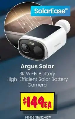 JB Hi-Fi Argus Solar 3K Wi-Fi Battery High-Efficient Solar Battery Camera offer