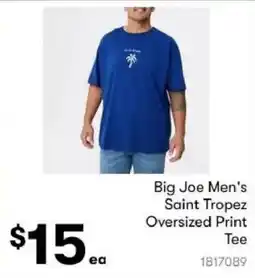 BIG W Big Joe Men's Saint Tropez Oversized Print Tee offer