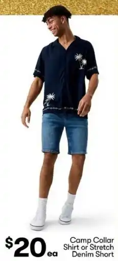 BIG W Camp Collar Shirt or Stretch Denim Short offer