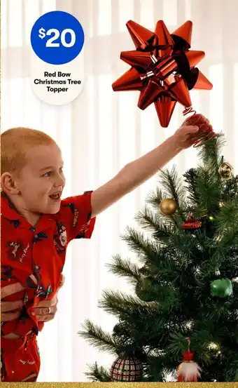 Red Bow Christmas Tree Topper
