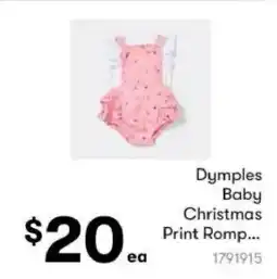 BIG W Dymples Baby Christmas Print Romp offer
