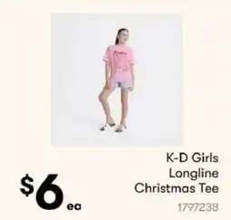 BIG W K-D Girls Longline Christmas Tee offer