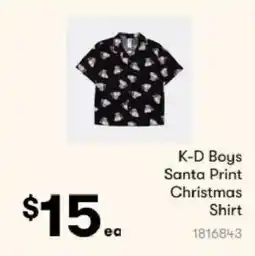 BIG W K-D Boys Santa Print Christmas Shirt offer