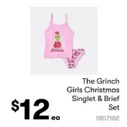 BIG W The Grinch Girls Christmas Singlet & Brief Set offer