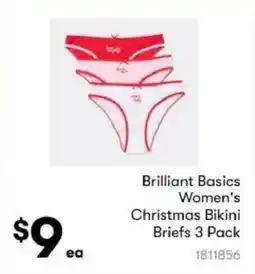 BIG W Brilliant Basics Women's Christmas Bikini Briefs offer