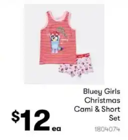 BIG W Bluey Girls Christmas Cami & Short Set offer