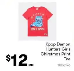 BIG W Kpop Demon Hunters Girls Christmas Print Tee offer