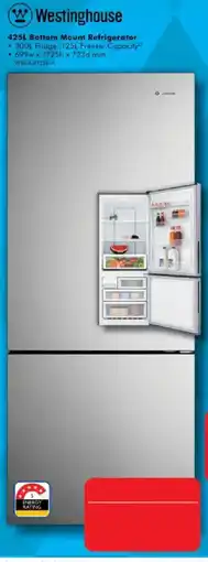The Good Guys Westinghouse 425L Bottom Mount Refrigerator offer