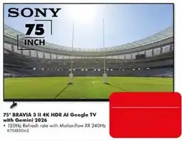 The Good Guys Sony 75" Bravia 3 II 4K HDR AI Google TV with Gemini 2026 offer