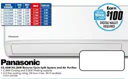 The Good Guys Panasonic C2.5kW H3.2kW Reverse Cycle Split System and Air Purifier offer