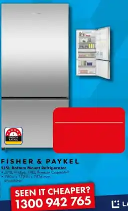The Good Guys Fisher & Paykel 515L Bottom Mount Refrigerator offer