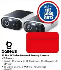 The Good Guys Baseus S1 Lite 2K Solar-Powered Security Camera offer
