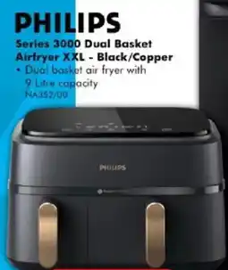 The Good Guys Philips Series 3000 Dual Basket Airfryer XXL - Black/Copper offer