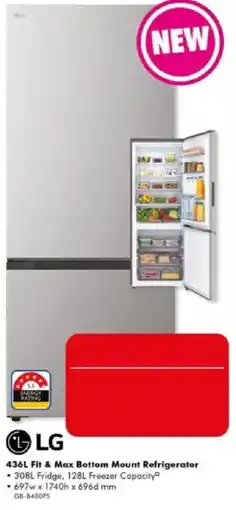 The Good Guys LG 436L Fit & Max Bottom Mount Refrigerator offer