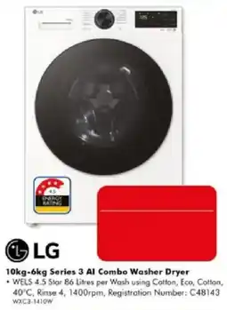 The Good Guys LG 10kg-6kg Series 3 AI Combo Washer Dryer offer