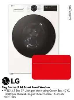 The Good Guys LG 9kg Series 3 AI Front Load Washer offer