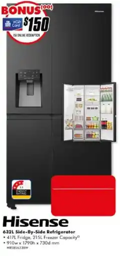 The Good Guys Hisense 632L Side-By-Side Refrigerator offer
