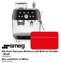 The Good Guys Smeg 50s Style Espresso Machine with Built-in Grinder - Black offer