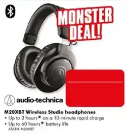 The Good Guys audio-technica M20XBT Wireless Studio headphones offer