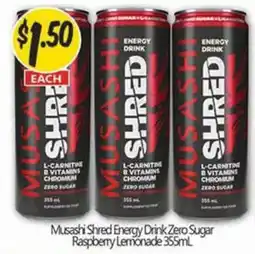 NQR Musashi Shred Energy Drink Zero Sugar offer