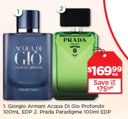 Good Price Pharmacy Giorgio Armani Acqua Di Gio Profondo Prada Paradigme offer