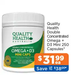 Good Price Pharmacy Quality Health Australia Double Concentrated Omega + D3 Mini Caps offer