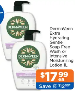 Good Price Pharmacy DermaVeem Extra Hydrating Gentle Soap Free Wash or Intensive Moisturising Lotion offer