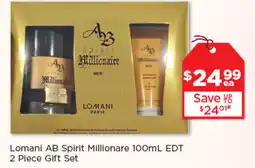 Good Price Pharmacy Lomani AB Spirit Millionaire 100mL EDT 2 Piece Gift Set offer