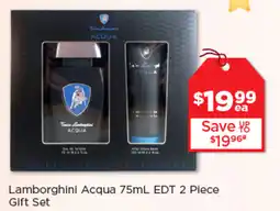 Good Price Pharmacy Lamborghini Acqua 75mL EDT 2 Piece Gift Set offer