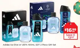 Good Price Pharmacy Adidas Ice Dive or UEFA 100mL EDT 2 Piece Gift Set offer