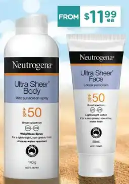 Chemist Warehouse Neutrogena Ultra Sheer Face Lotion sunscreen offer