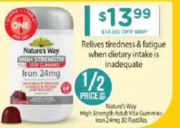 Chemist Warehouse Nature's Way High Strength Adult Vita Gummies Iron 24mg offer
