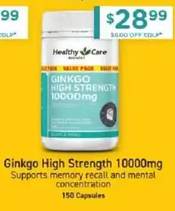 Chemist Warehouse Healthy Care Ginkgo High Strength 10000mg offer