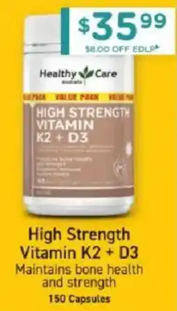 Chemist Warehouse Healthy Care High Strength Vitamin K2 + D3 offer