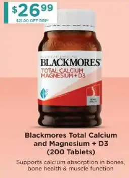 Chemist Warehouse Blackmores Total Calcium and Magnesium + D3 offer