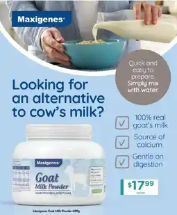 Chemist Warehouse Maxigenes Goat Milk Powder offer